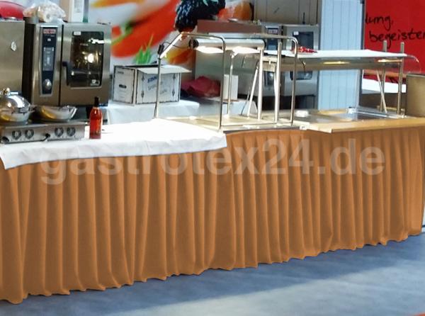 Skirtings Tischröcke in Farbe goldbraun in Faltenvariante Kellerfalte